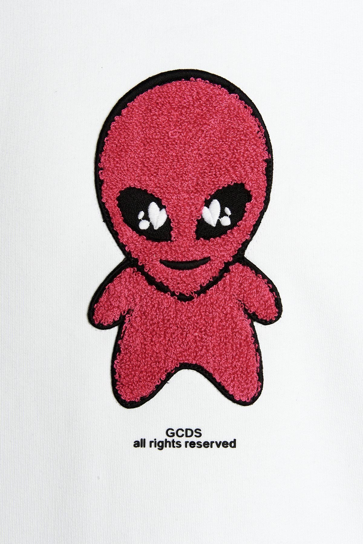 Gcds Cotton Alien-patch Drawstring Hoodie In White