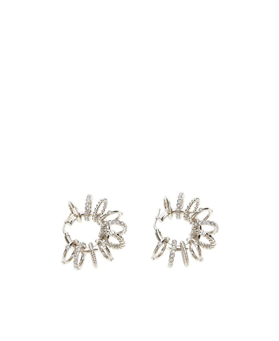 Amina Muaddi Silver Metal Multi Ring Earrings In Yellow