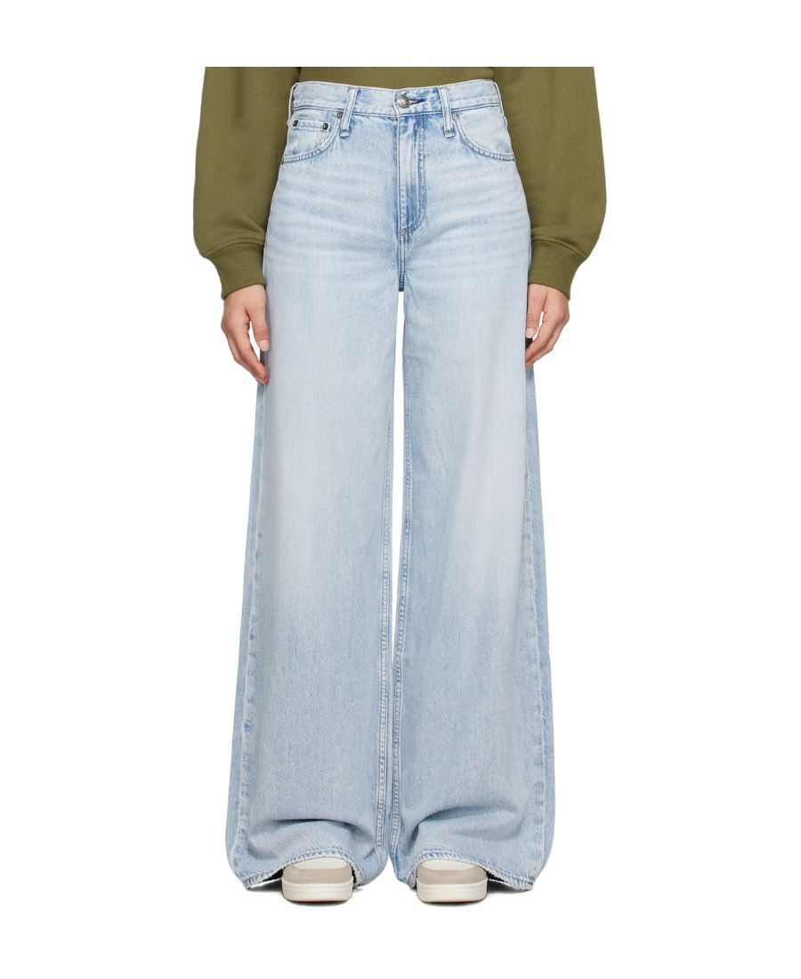 Rag & Bone Logo-patch Wide-leg Jeans In Blue
