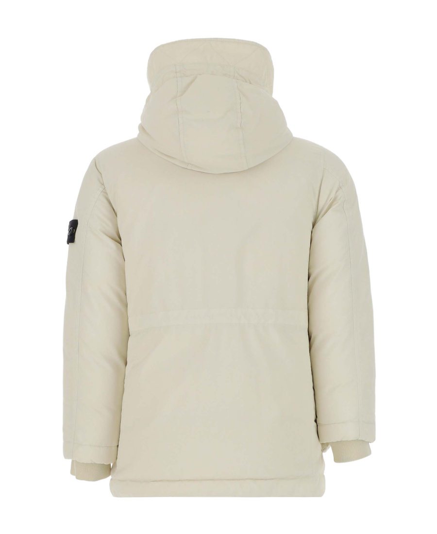 Stone Island Hooded Down Jacket In Gypsum Color