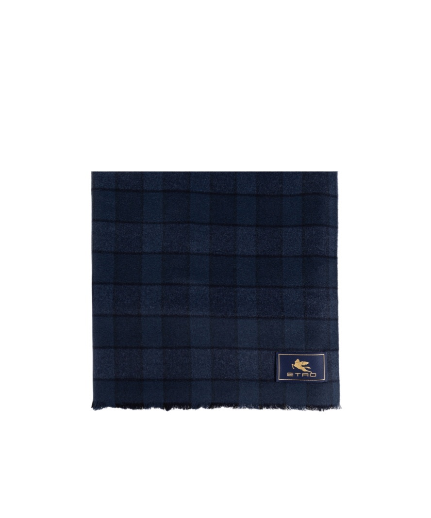 Etro Checked Wool-cashmere Blend Scarf In Black
