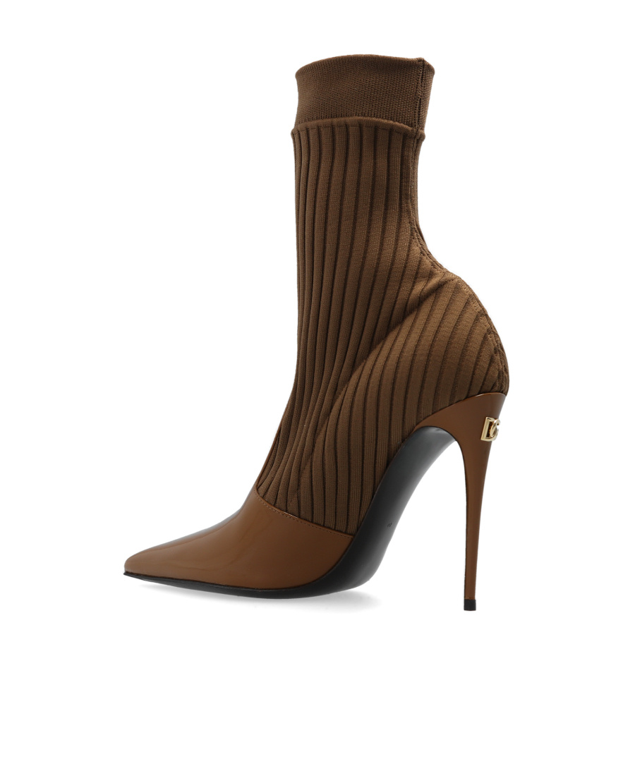 Dolce & Gabbana 105mm Pointed-toe Ankle Boots In Brown
