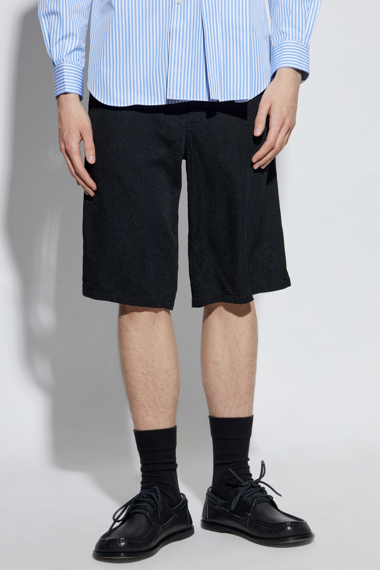 Comme Des Garçons Black Crumpled Bermuda Shorts In Black