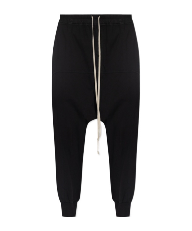Rick Owens Drkshdw Black Drawstring-waist Drop-crotch Trousers In Black