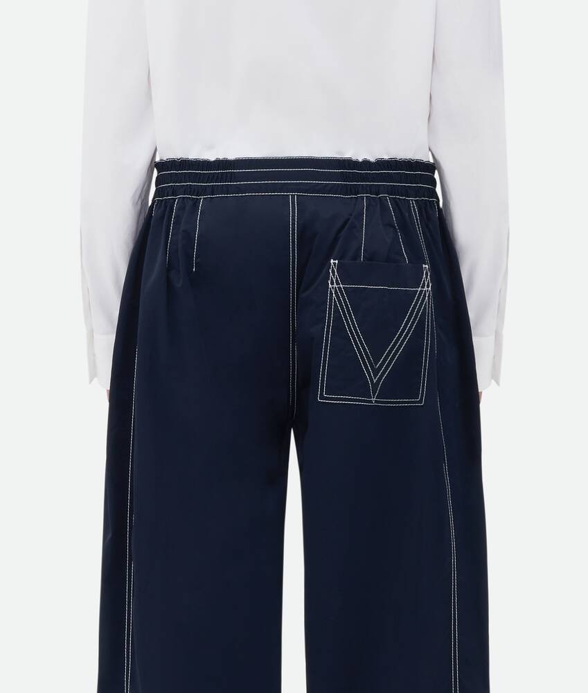 Bottega Veneta Contrast-stitching Wide-leg Trousers In Black