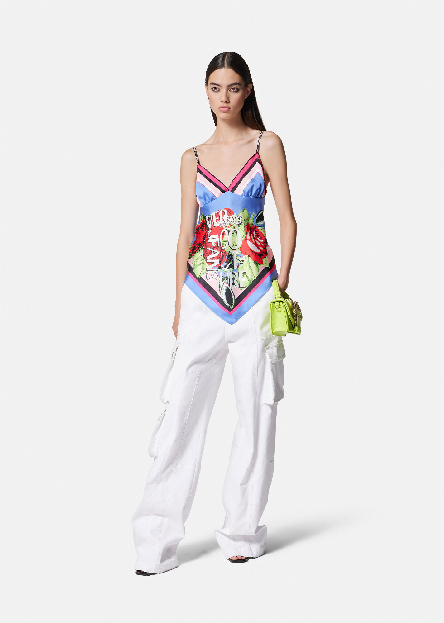 Versace Jeans Floral-print Scarf Camisole Top In Multicolor