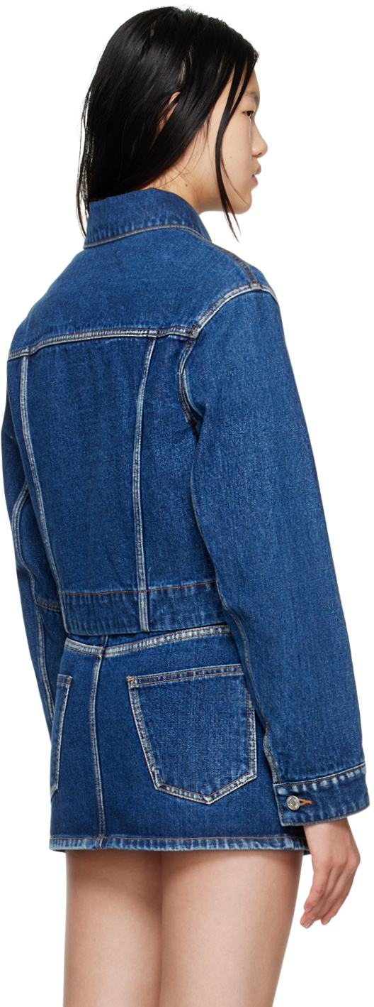 We11 Done V-shaped Denim Jacket In Blue