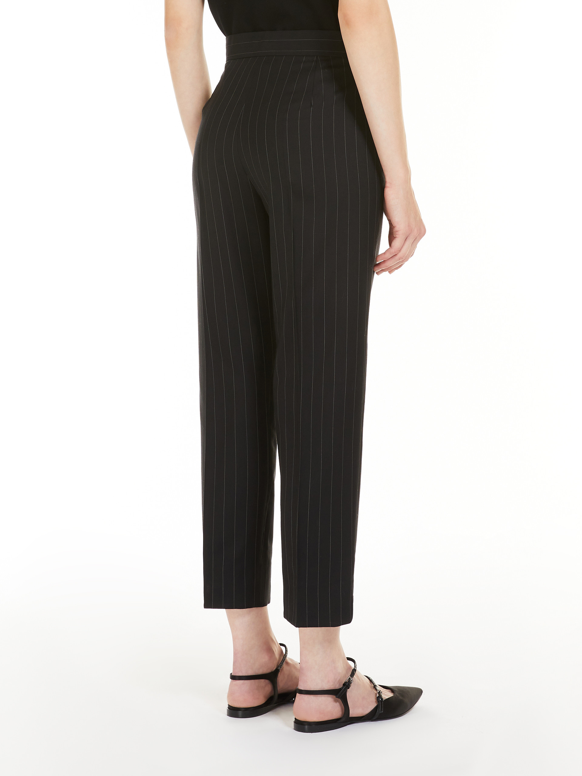 Max Mara Pinstripe Pants In Black