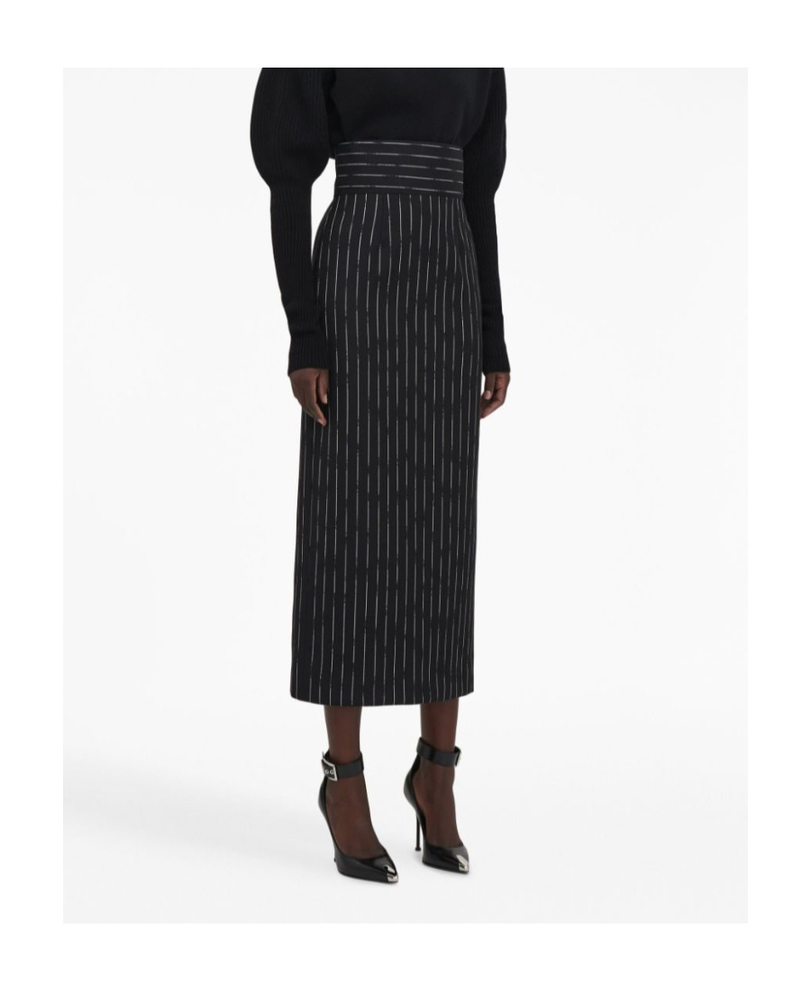 ALEXANDER MCQUEEN STRIPED HIGH-WAISTED MIDI SKIRT
