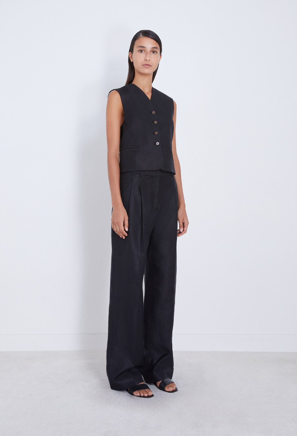 Loulou Studio Belt Ring Casual Pants In Black