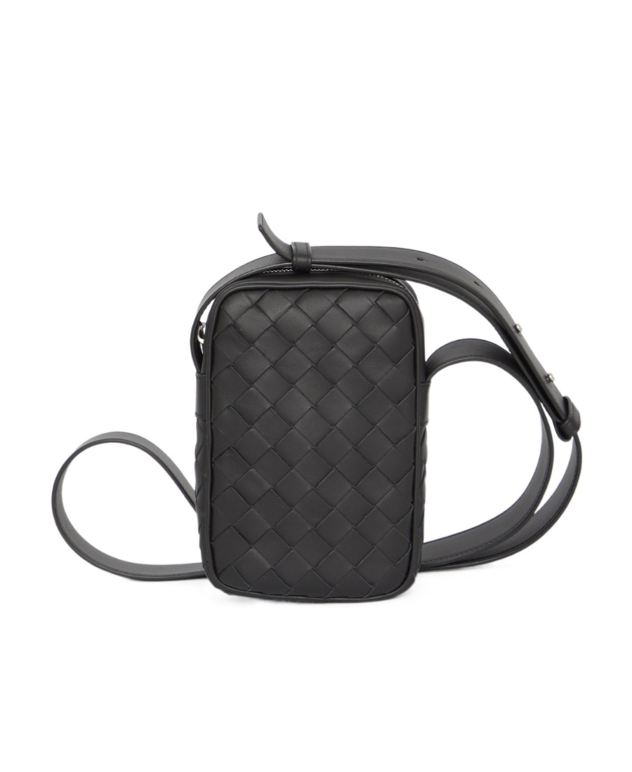 Bottega Veneta Intrecciato Leather Crossbody Bag In Black