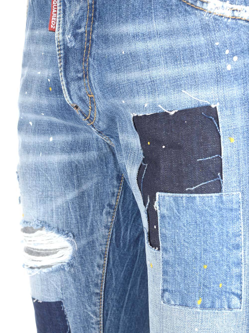 Shop Dsquared2 Straight-leg Patchwork Jeans In Blue