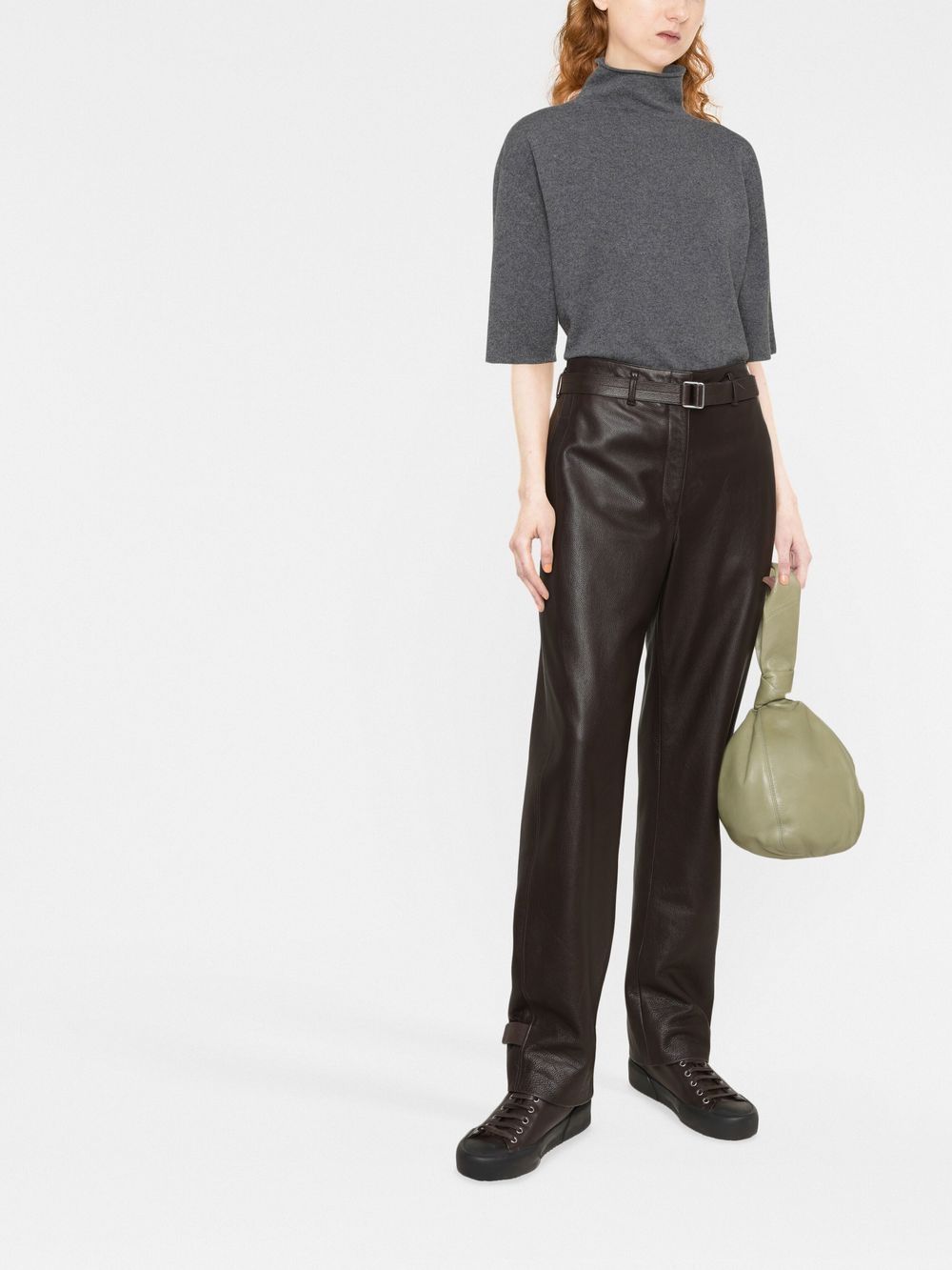 Jil Sander Short-sleeved Roll-neck Knitted Top In Black