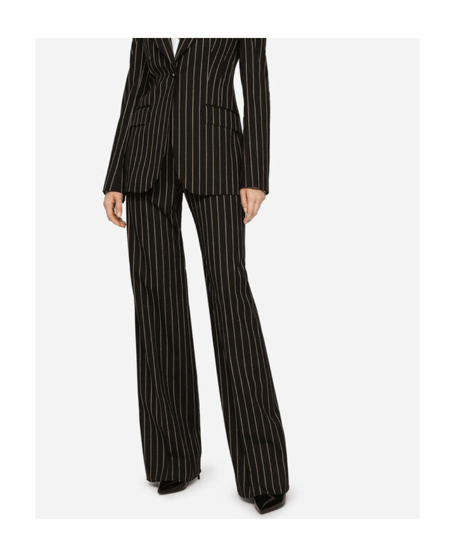 Dolce & Gabbana Pinstripe Wool Palazzo Pants In Black