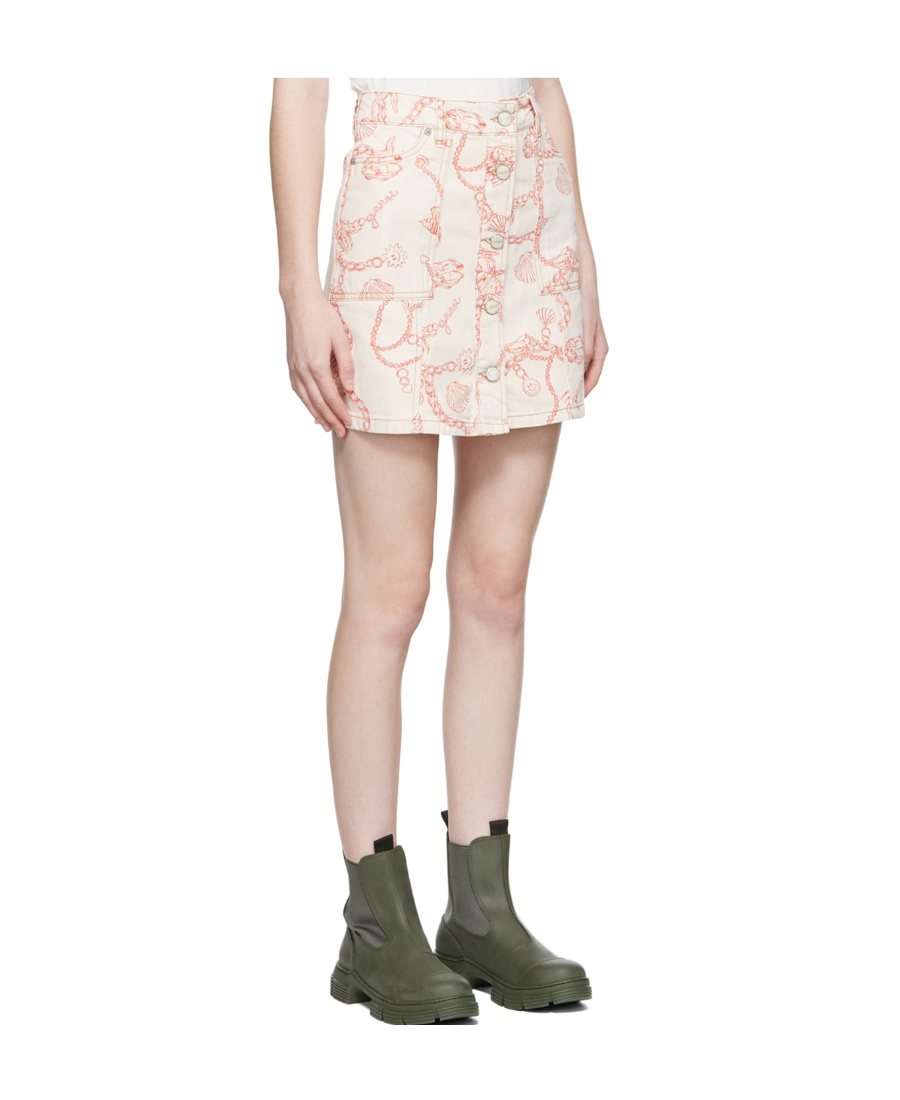 Ganni Printed Mini Skirt In Nude