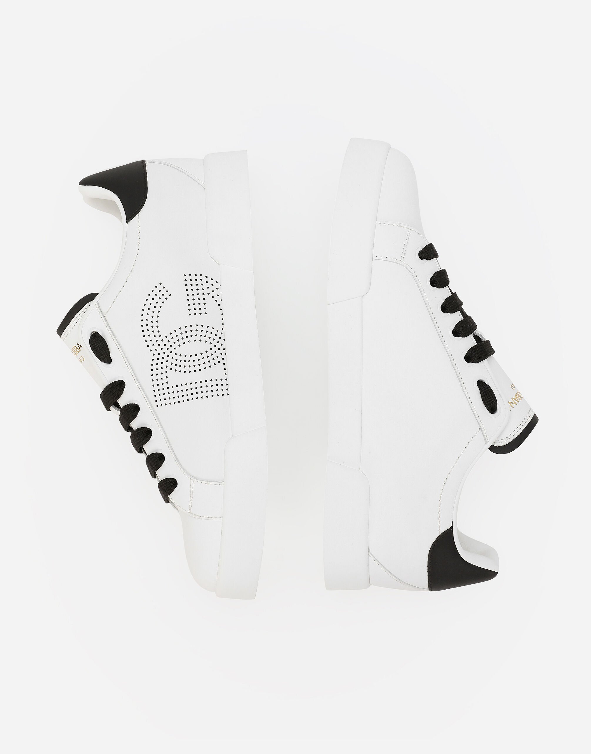 Dolce & Gabbana 'portofino Light' White Sneakers With Perforated Logo On The Side And Logo Patch On The Tongue In White