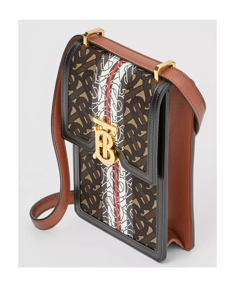 Burberry Robin Monogram Stripe Crossbody Bag In Black