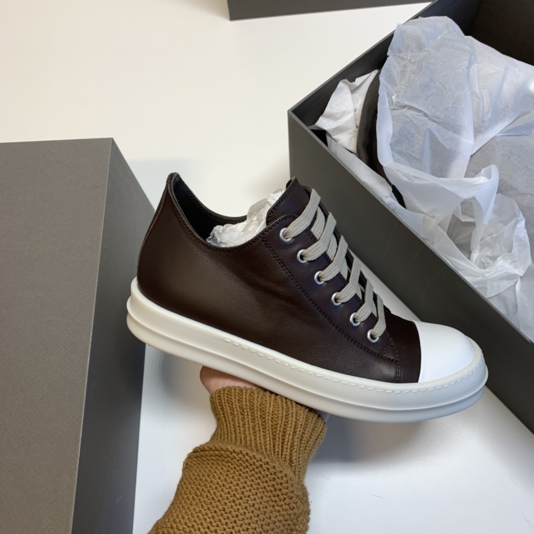Rick Owens Lace-up Low-top Sneakers In Black