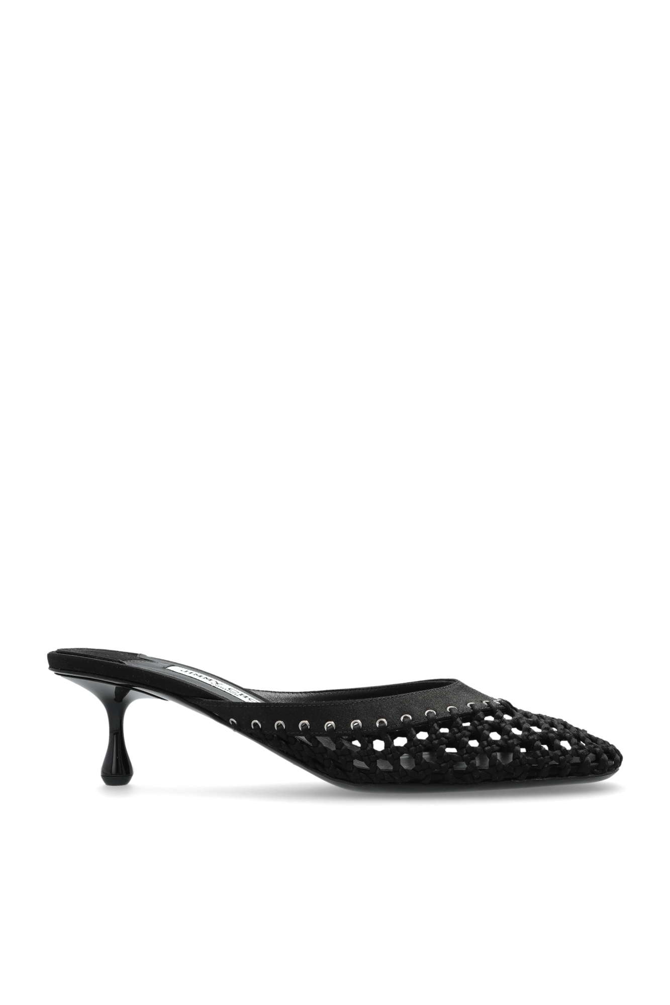Jimmy Choo Pixie 50 Woven Satin Mules In Black