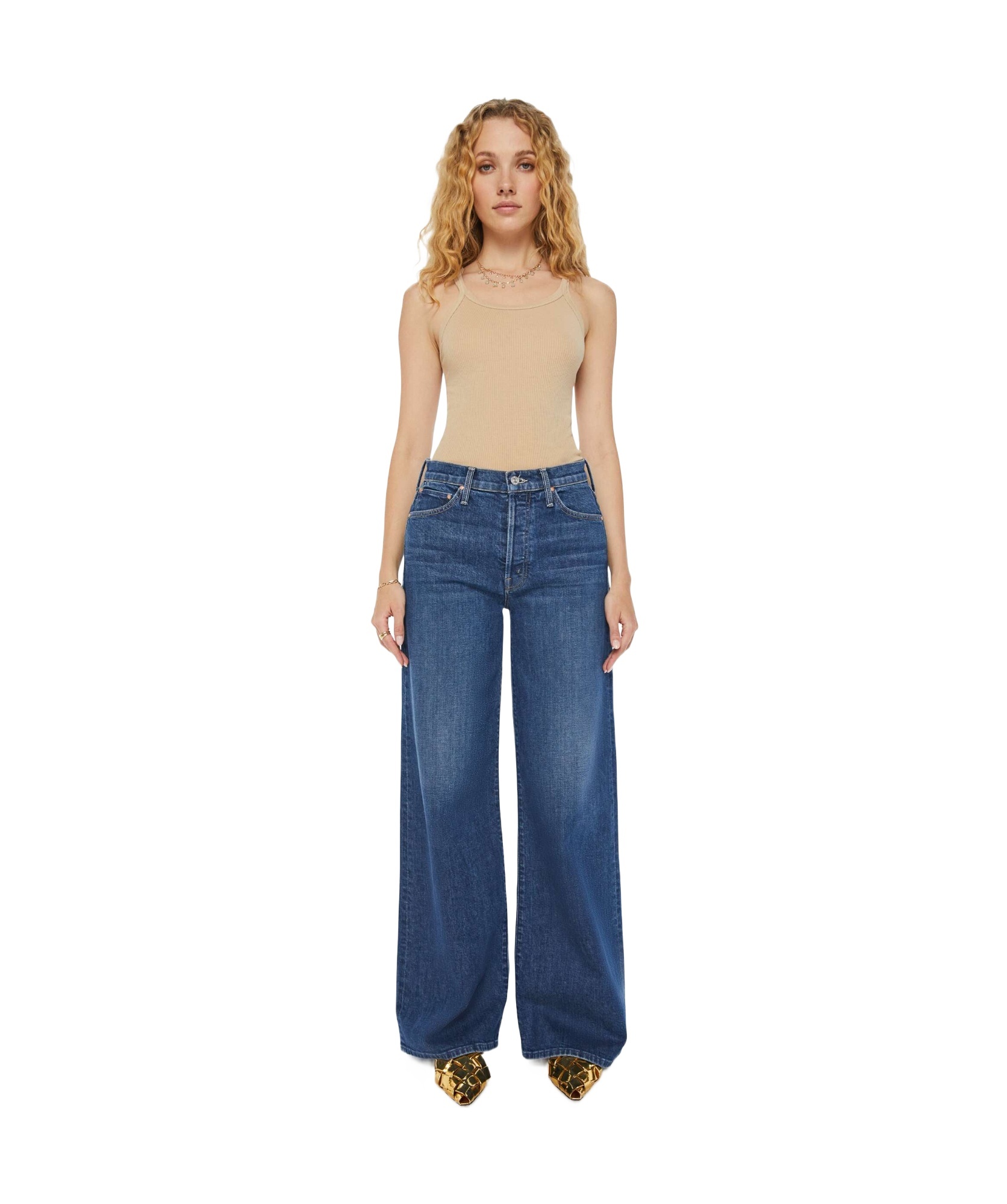 Mother The Ditcher Roller Sneak Jeans In Blue