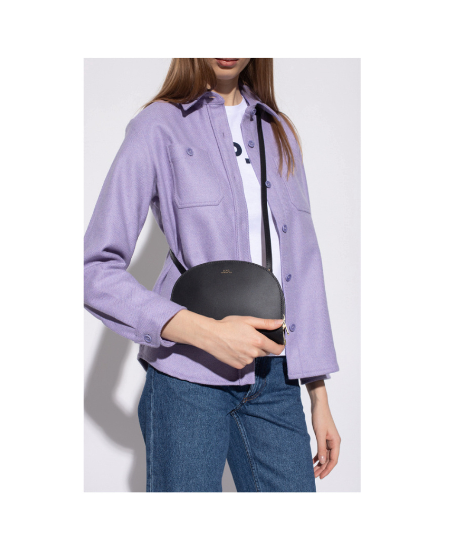 Apc Stylish Black Leather Mini Crossbody Bag For Women