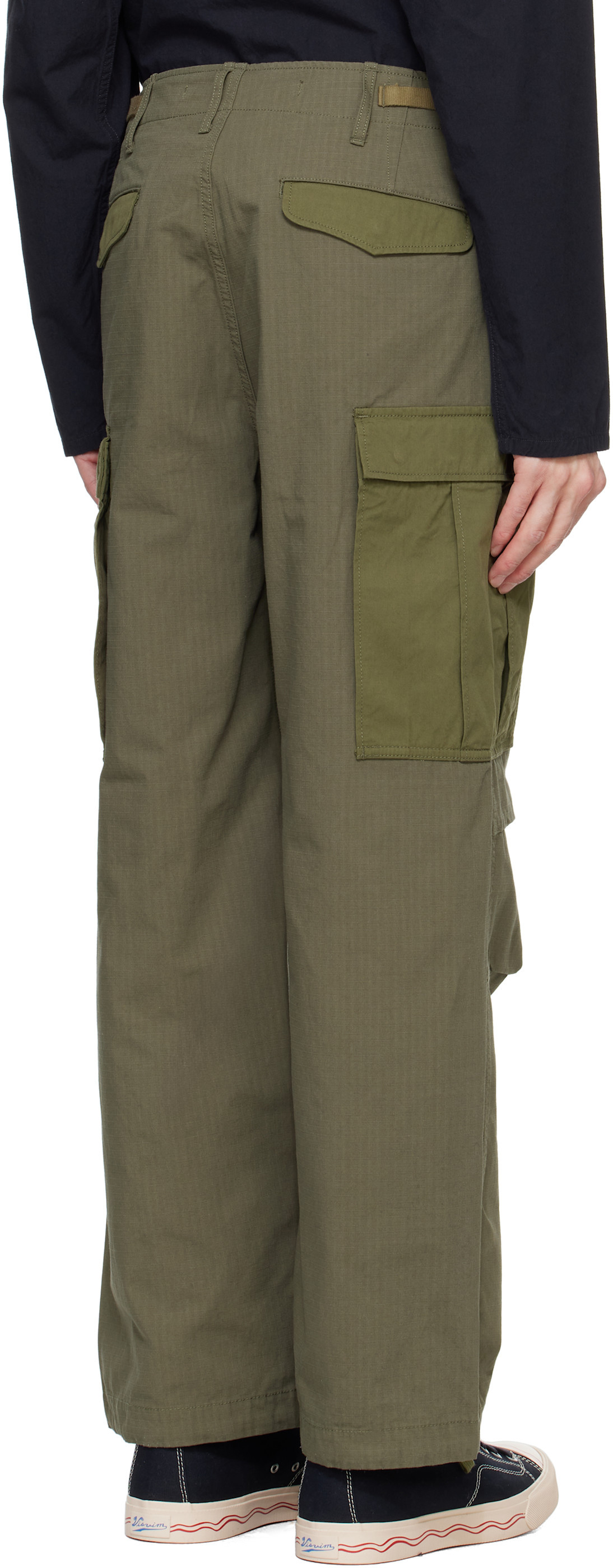 Nanamica Khaki Straight Cut Cargo Pants In Green