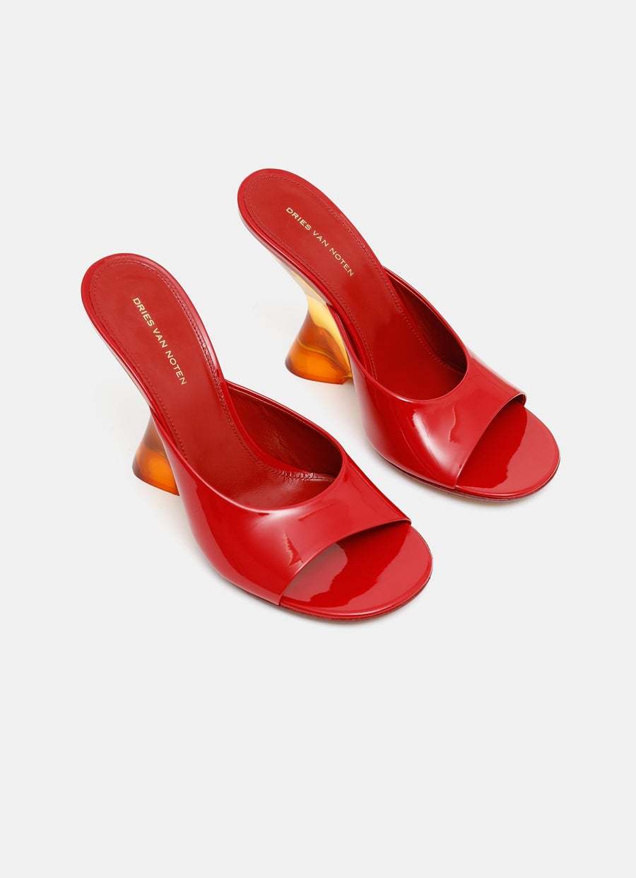 Dries Van Noten 105mm Open-toe Leather Mules In Red