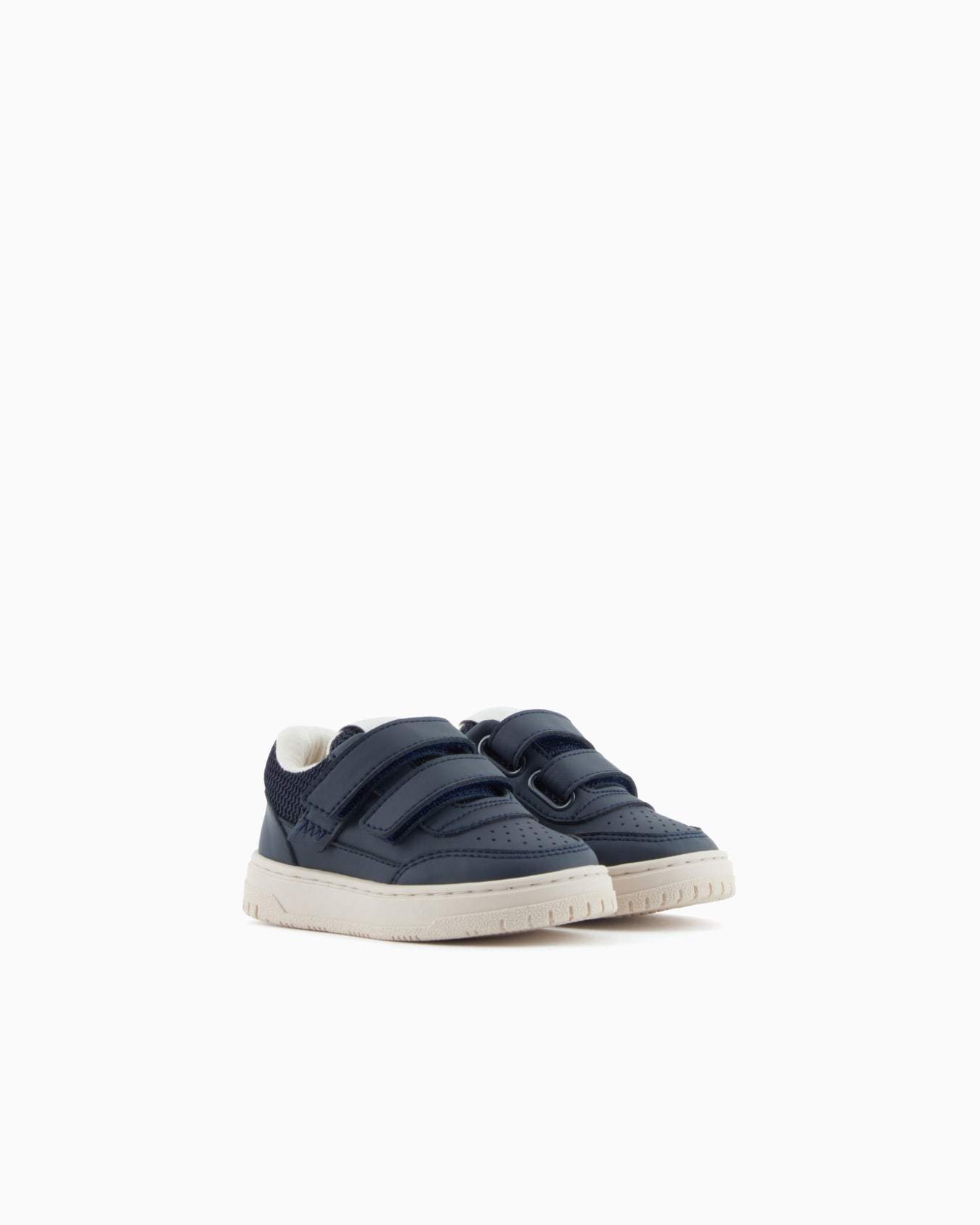 Emporio Armani Round Toe Sneakers In Blue