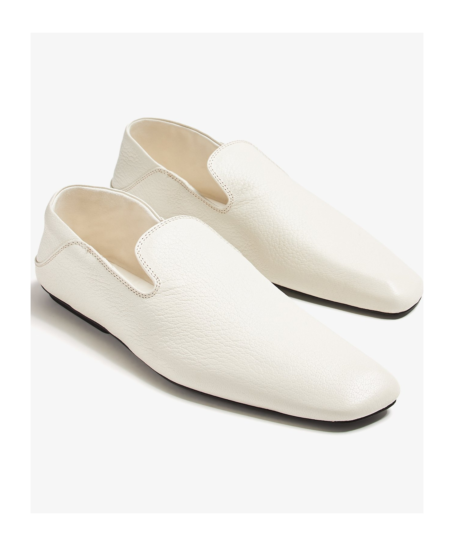Bottega Veneta White Leather Slip Loafers In White