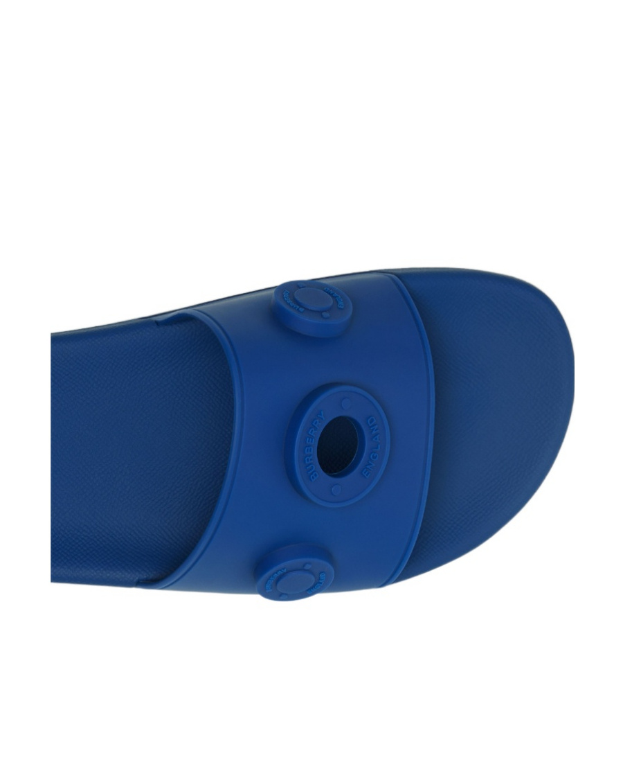Burberry Logo-graphic Cut-out Slides In Blue