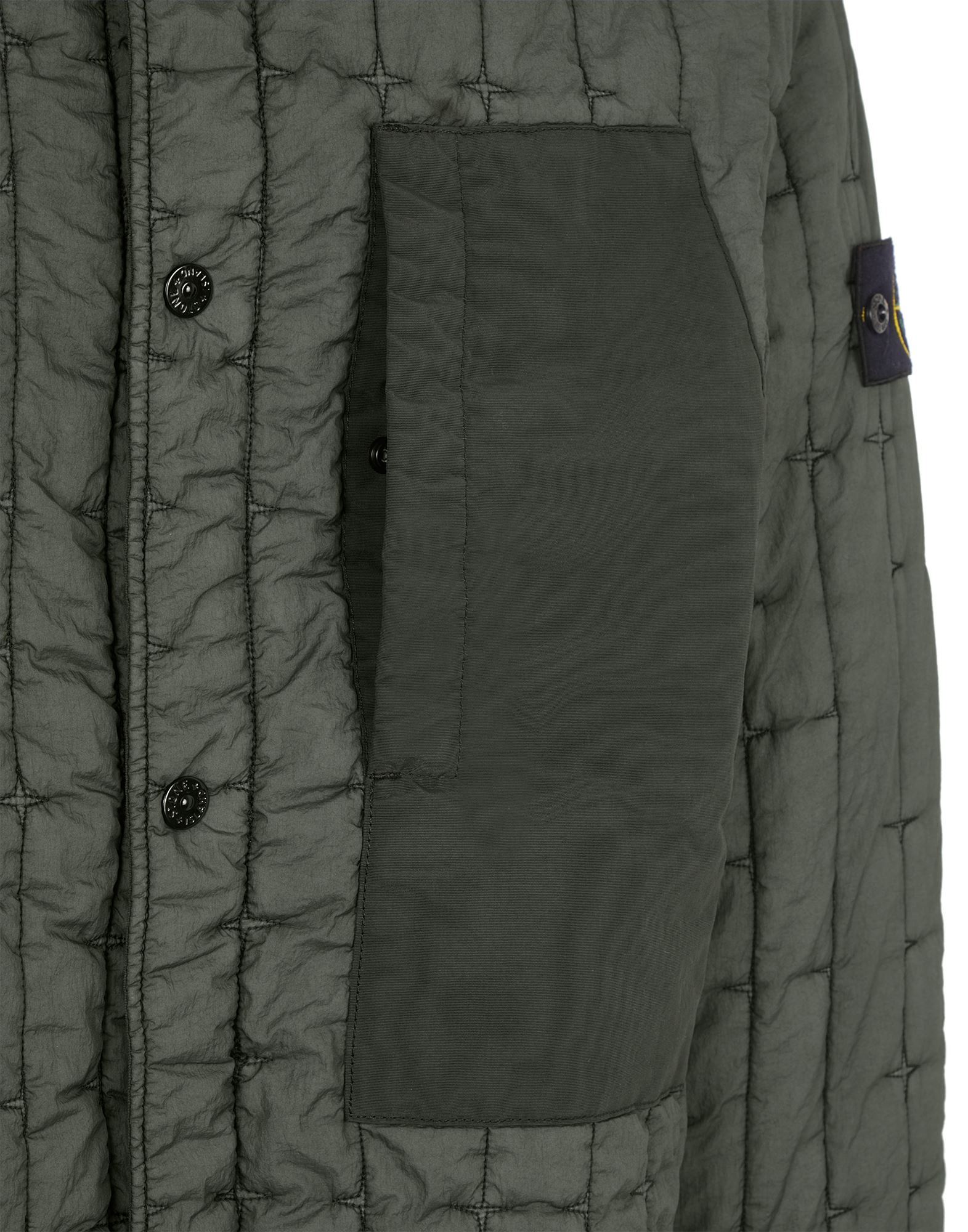 Stone Island Press-stud Quilted Shirt Jacket In Green