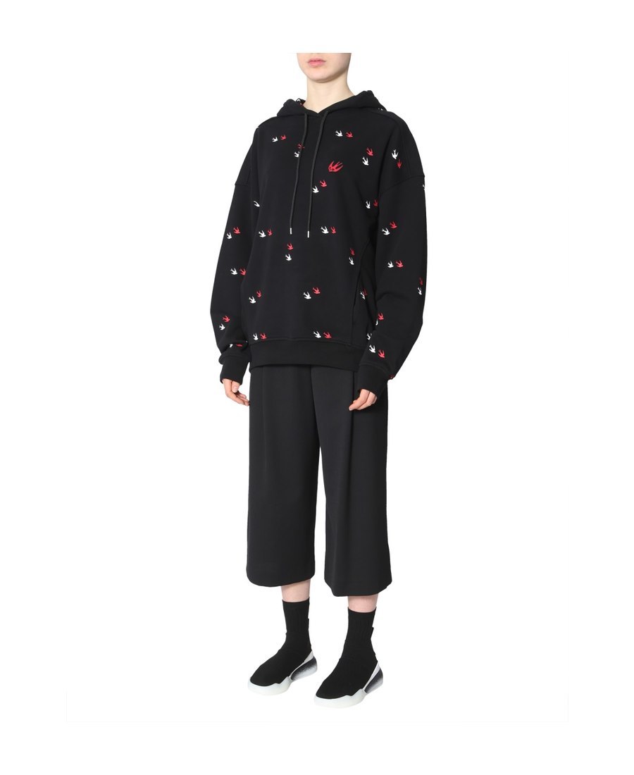 Mcq By Alexander Mcqueen Swallow Printed Sweater In Black