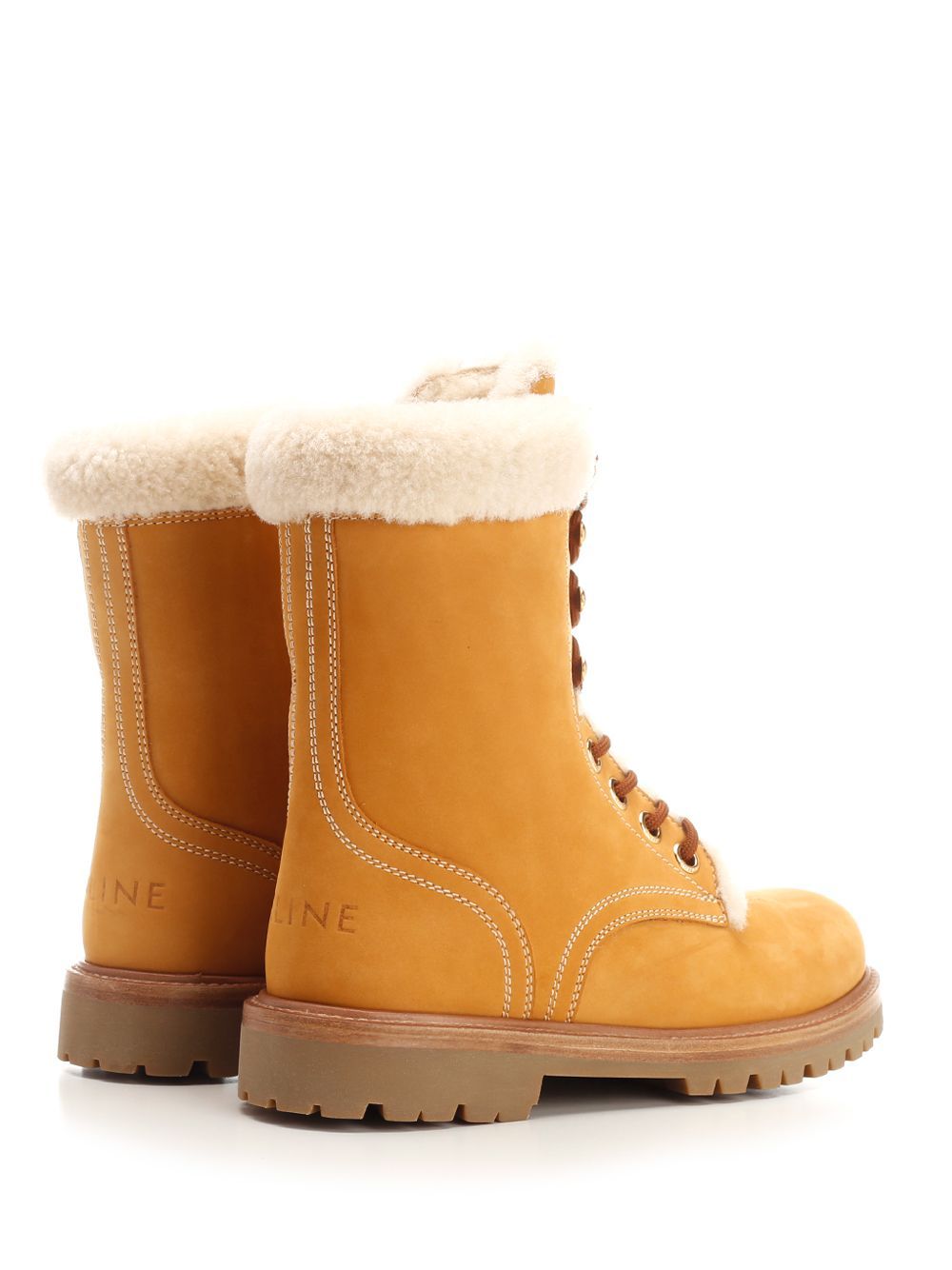 Celine Laced Middle Boots In Orange