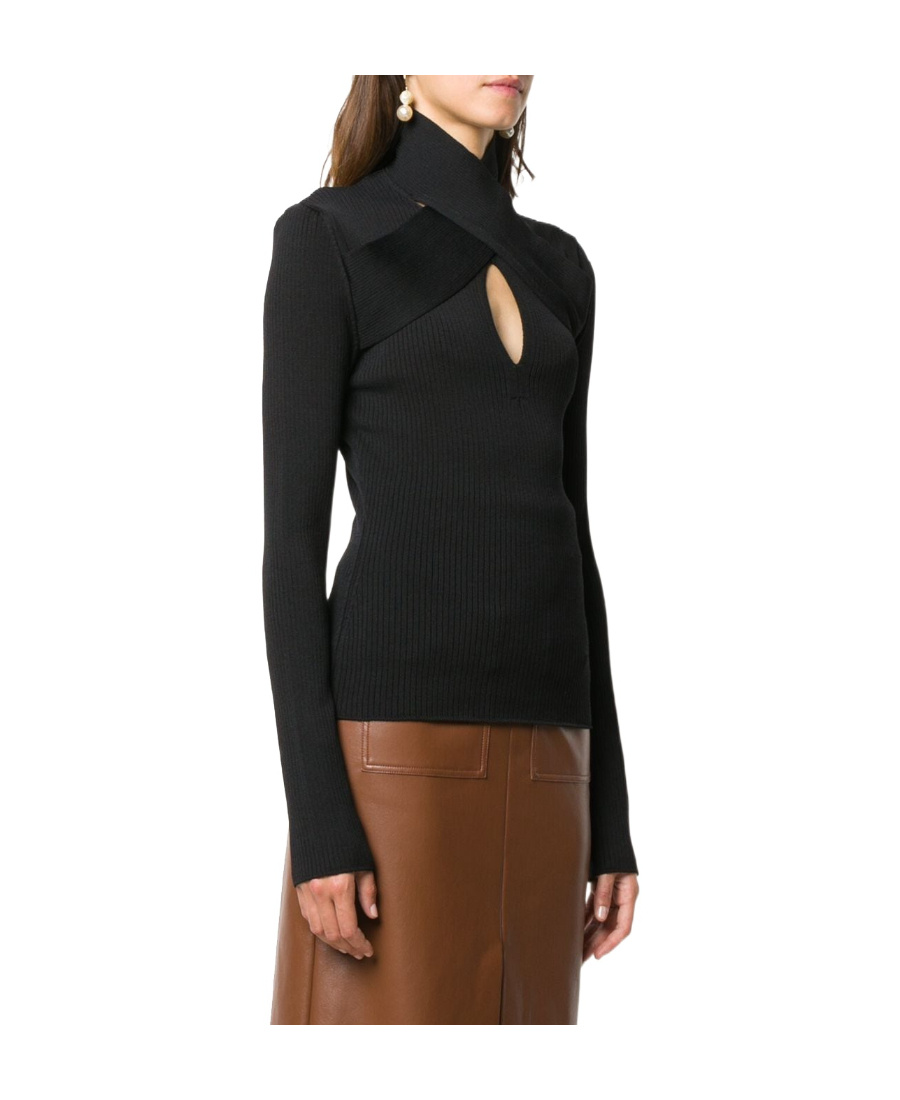 Msgm High Neck Knitted Top In Black