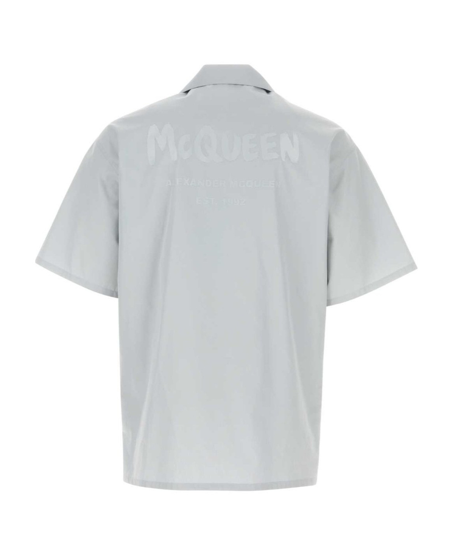 Alexander Mcqueen Logo-print Short-sleeved Shirt In Gray