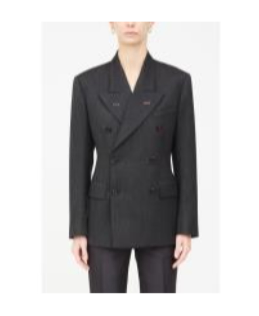 Maison Margiela Four-stitch Double-breasted Blazer In Black