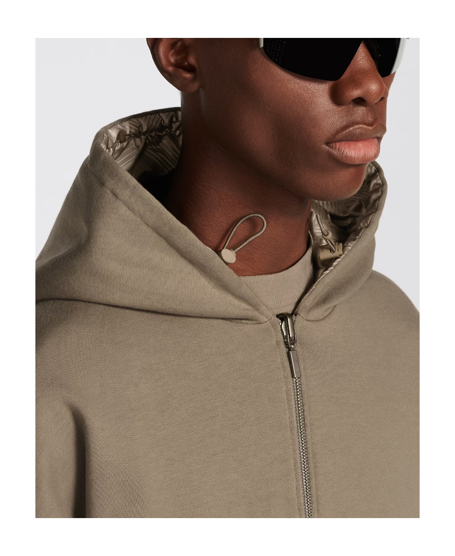 Dior Logo Embroidered Zip-up Jacket In Nude