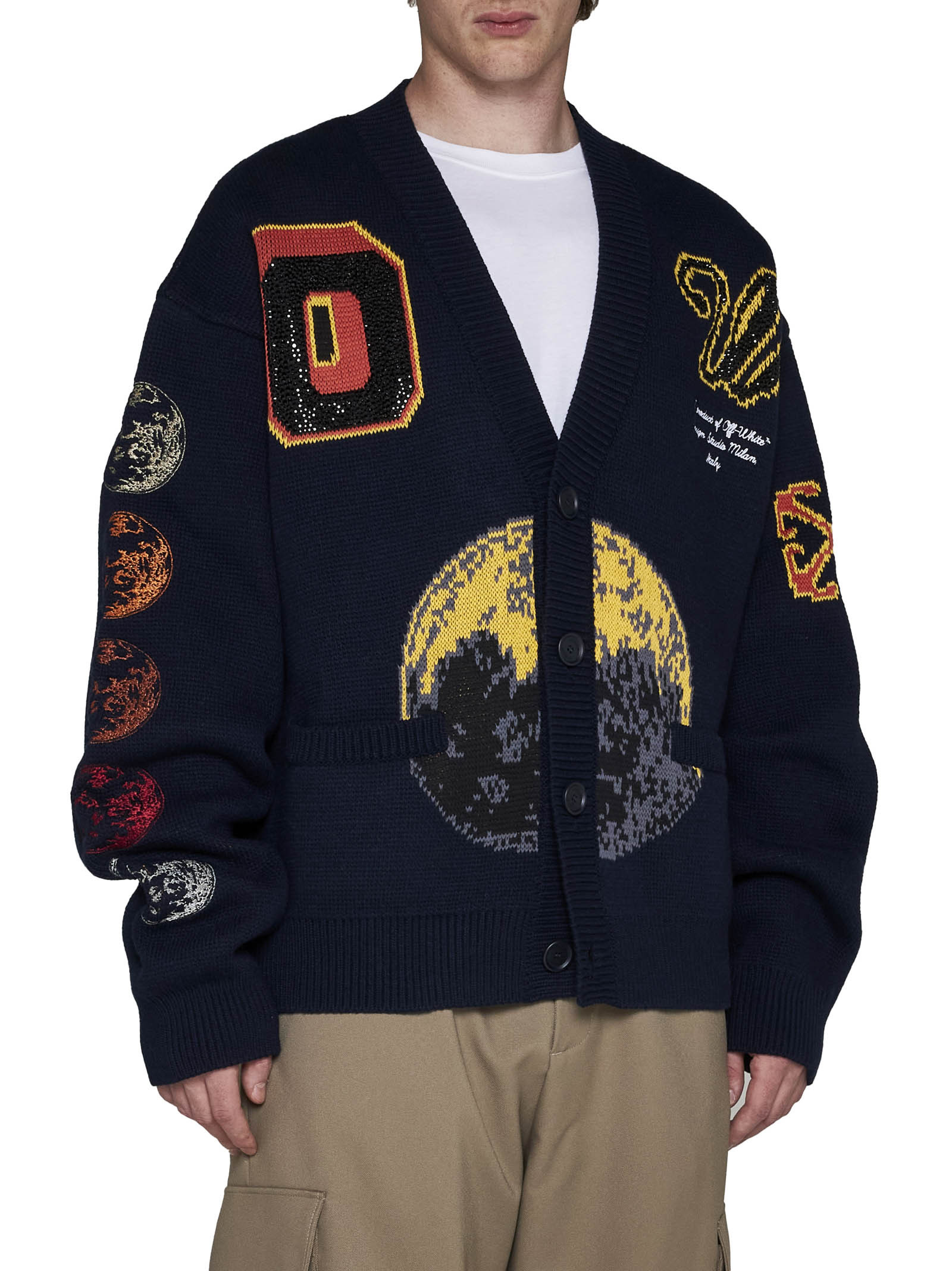 Off-white Off White Moon Phase Cardigan In Black