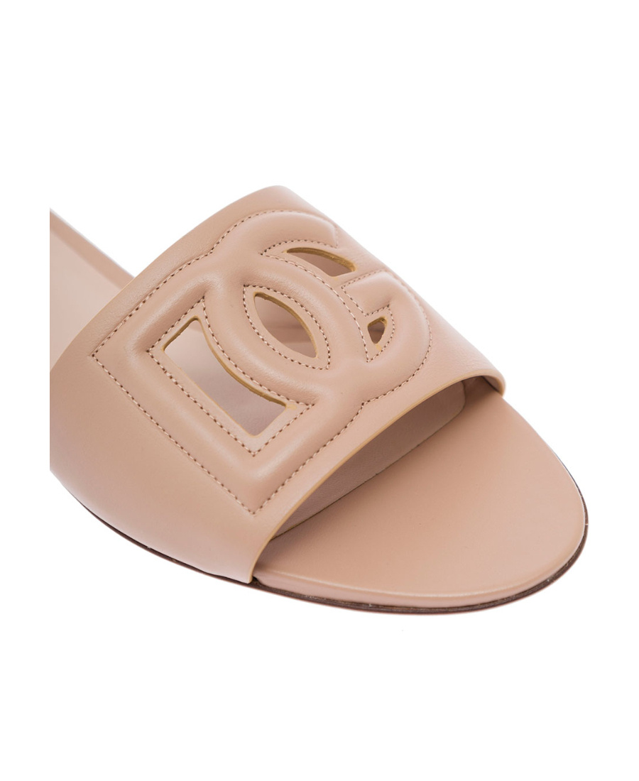 Dolce & Gabbana Piink Leather Millennials Flats In Nude
