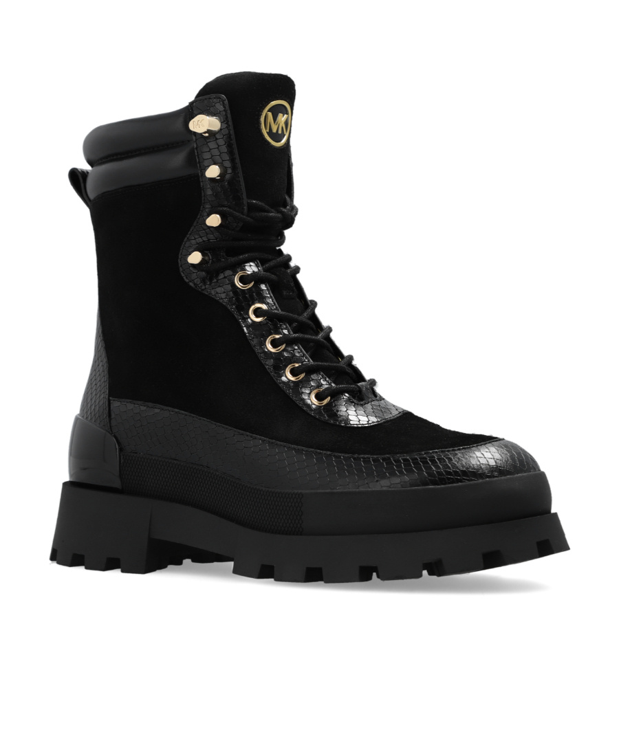 Michael Michael Kors Rowan Lace-up Leather Boots In Black