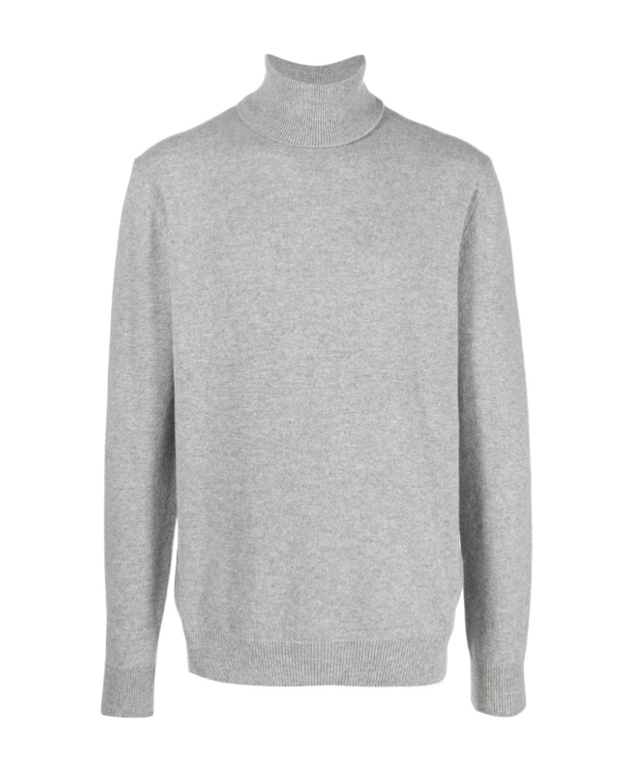 Lardini Roll-neck Fine-knit Wool Jumper In Gray