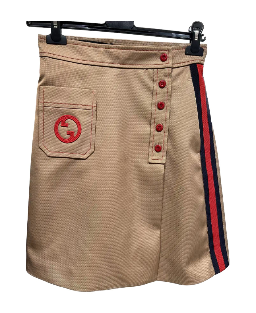 Gucci Button Front Pocket Skirt In Brown