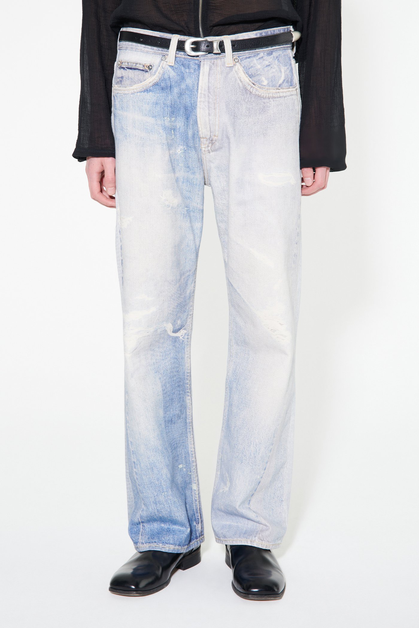 Our Legacy Mens Digital Denim Print Third Cut Faded-wash Denim Jeans In Blue