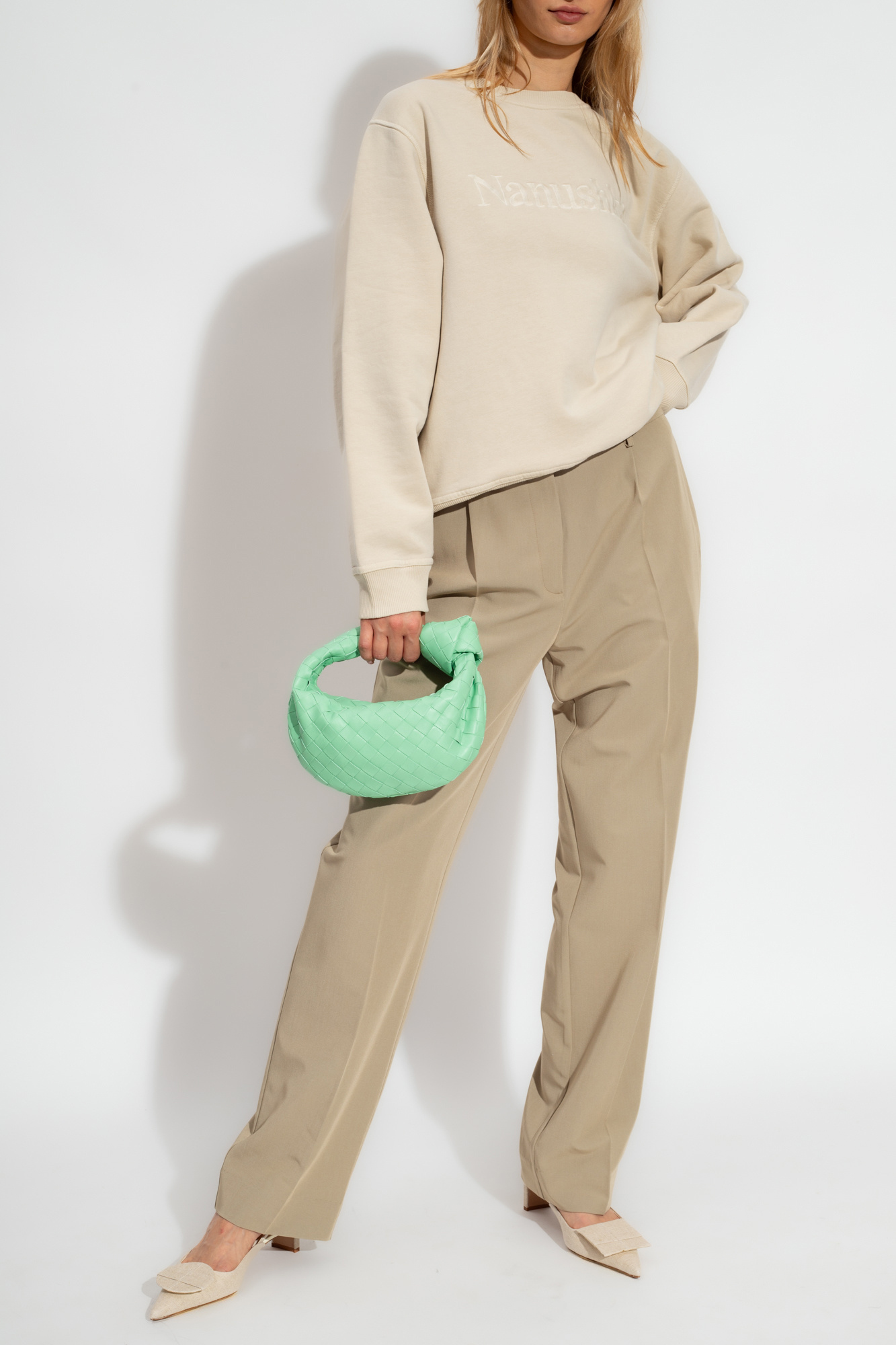 Nanushka Mart Cotton Logo-embroidered Sweatshirt In Nude