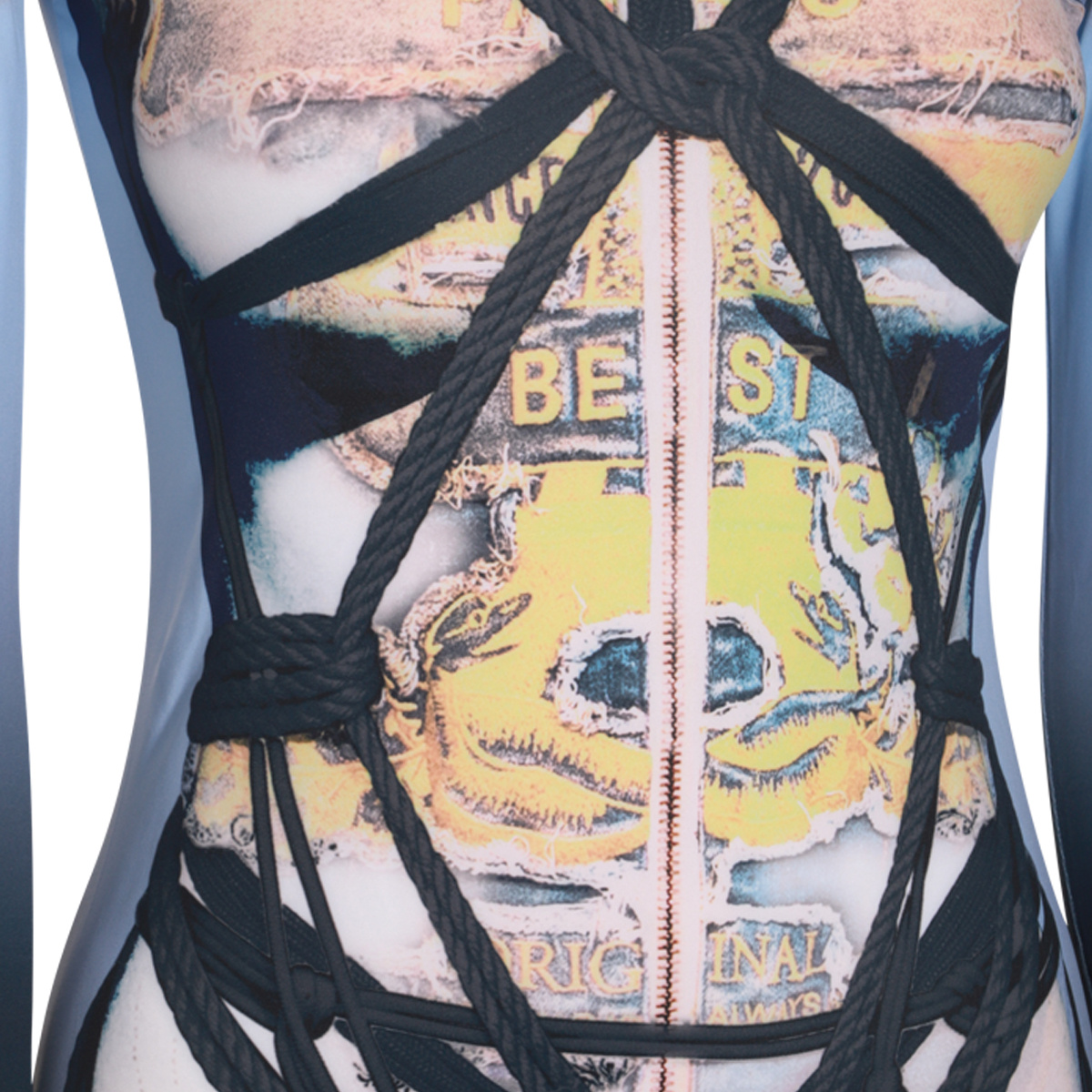 Y/project Jpg Bondage Jersey Long Dress In Blue