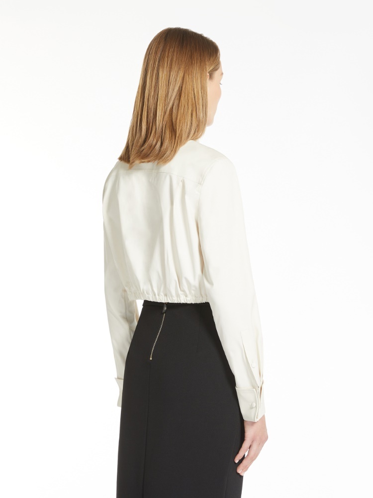 Max Mara Tevere Stretch Twill Shirt In Nude