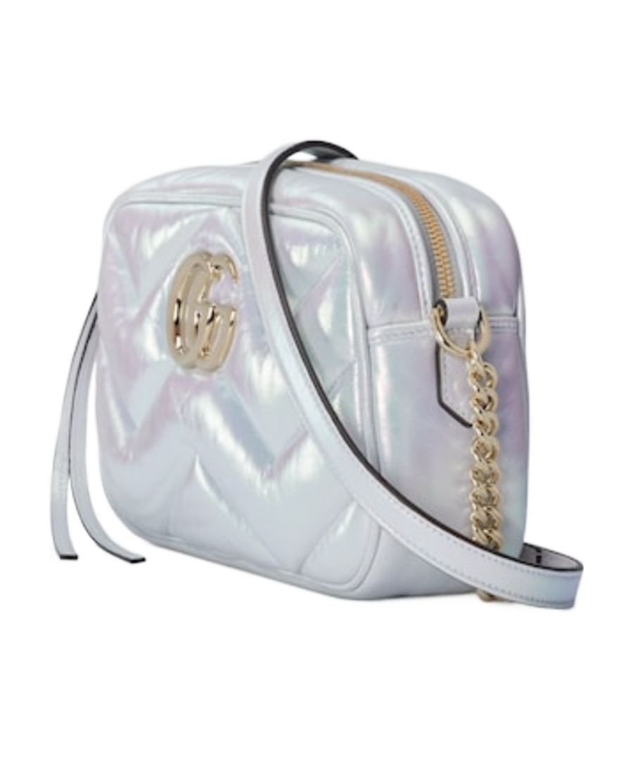 Gucci Gg Marmont Small Leather Camera Bag In Metallic