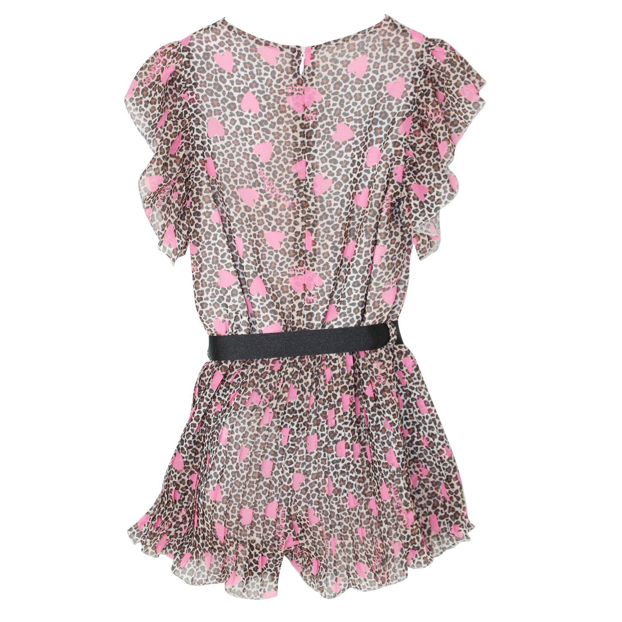 Miss Blumarine Tuta Bambina In Viscosa Con Stampa Animalier In Gray