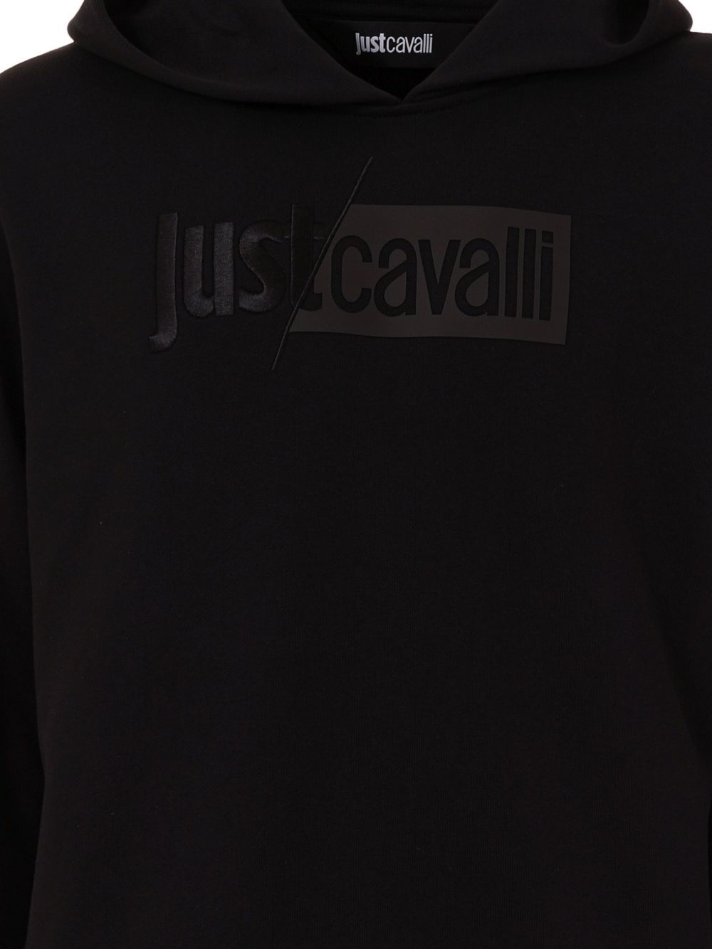 Just Cavalli Hooded Sweatshirt With Tonal Logo Embroidery In Black