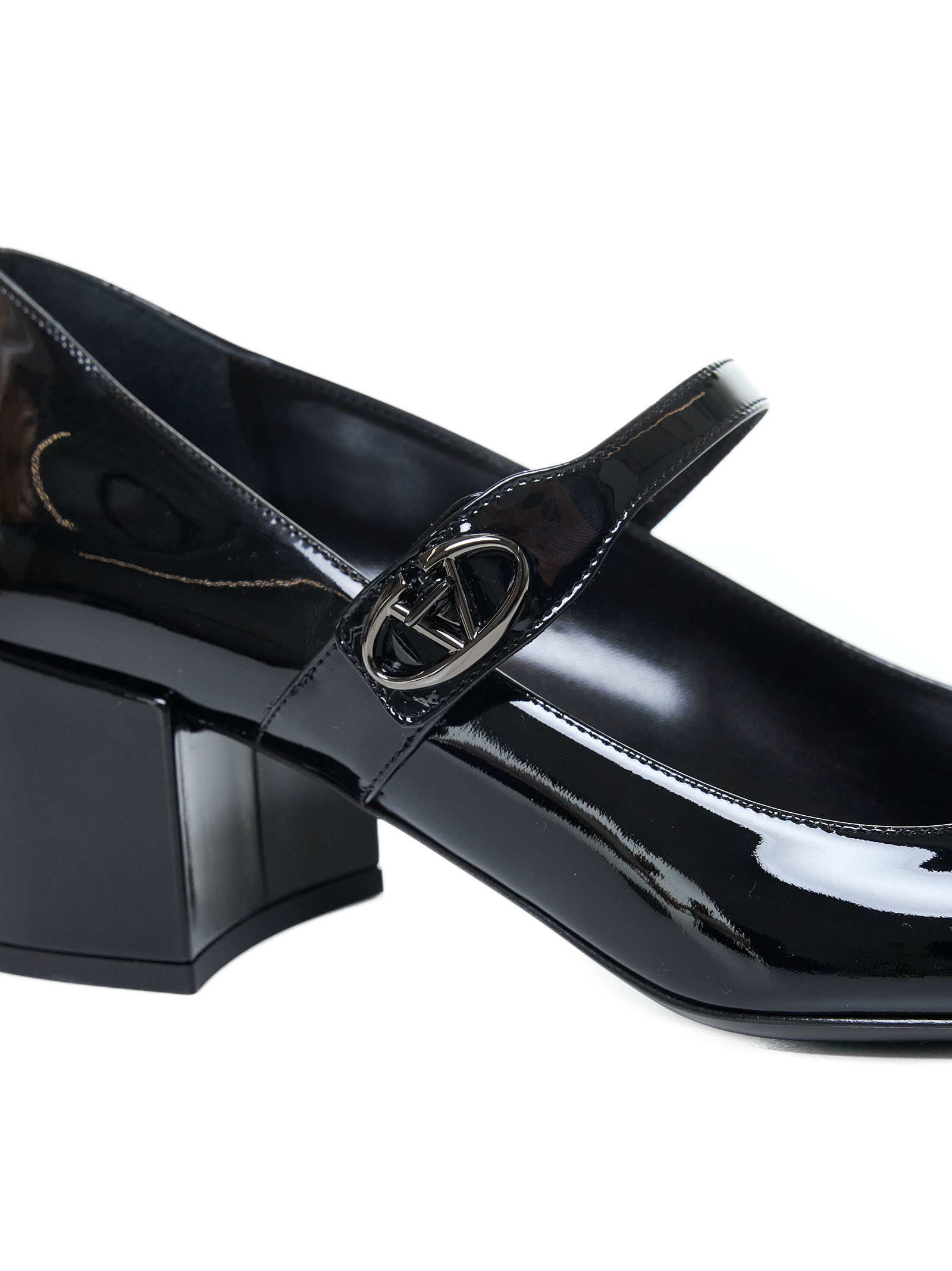 Shop Valentino 50mm Vlogo Locker Mary-jane Pumps In Black